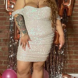 Fashion Nova Sequin off the Shoulder dress
